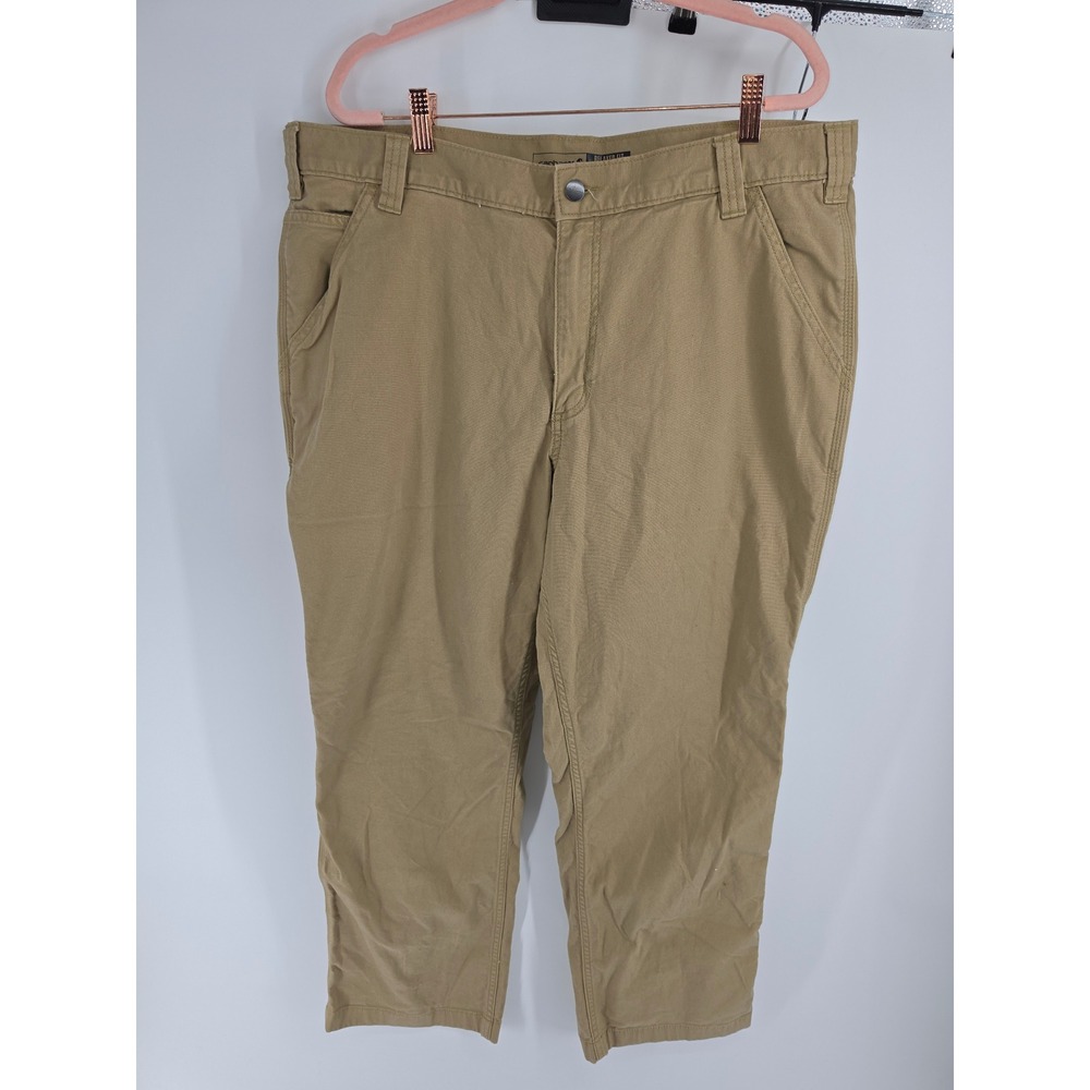 Carhartt Rugged Flex Relaxed Fit Canvas Work Pants Tan Khaki 38x30 BN2291-M